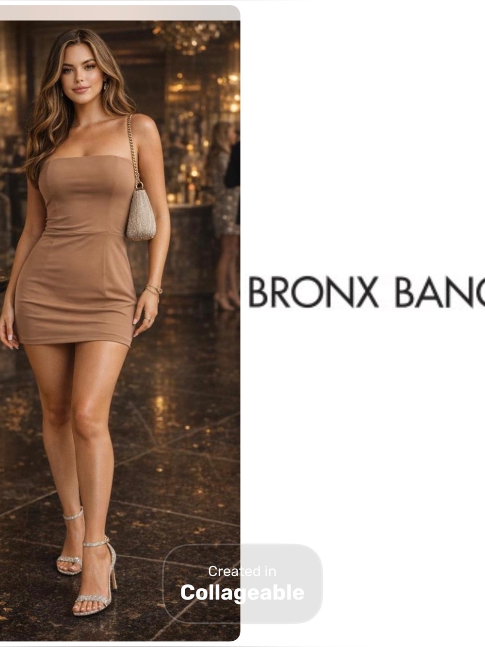‼️WOW‼️BRONX BANCO🧡Tan Strapless BODYCON Mini Dress‼️🧡NWOT‼️